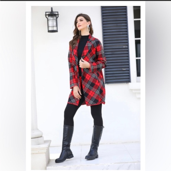 Orange Fashion Village, Open, Front, Plaid, Jacket. - Picture 9 of 11